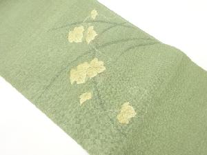 紗紬葉模様織出し名古屋帯